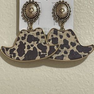 Brown Cow Distressed Goldtone Concho Earrings
